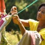 Image of retreatant hanging out the washing at The Barn